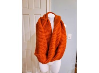 Burnt Orange, Thick Infinity Scarf Angora Wool Very Lush And Warm!