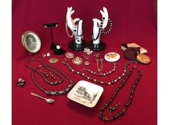 Lady's Costume Jewelry Collection Featuring Royal Copenhagen & Limoge