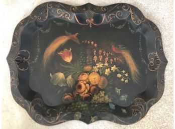 Signed Peter Koster Hand-Painted Tin Tray