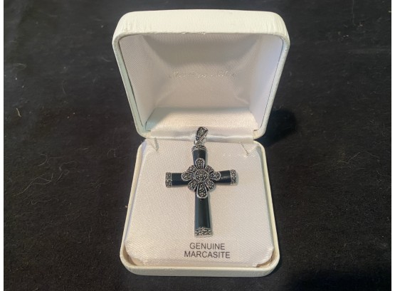 Sterling Silver And Marcasite Cross