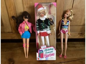 3 Barbies One New In Box Holiday Season Barbie