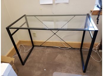 2nd Floor Glass Desk With Wrought Iron