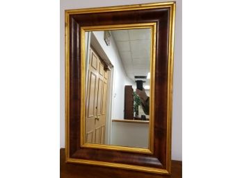 Nicely Framed Mirror In Stained Dark Wood And Gold Leaf Paint