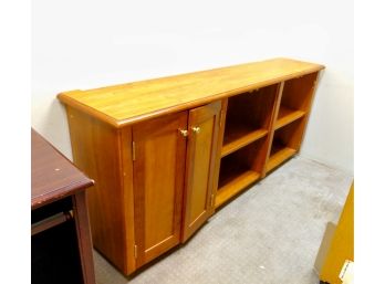 Narrow Small Storage Unit / Book Shelf And Cabinet In Golden Oak Light Stain