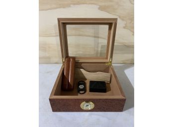 Cigar Humidor Super Nice Humidity Gauge Leather Cigar Case And Cigar Cutter