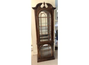 Vintage Glass And Wood Lighted Curio Cabinet