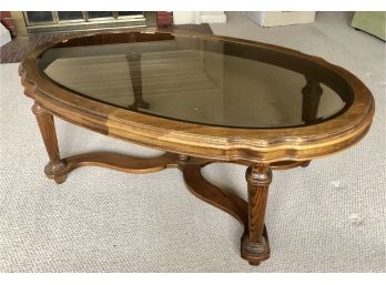 Glass And Wood Ethan Allen Coffee Table