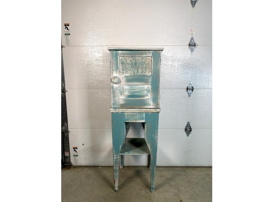 Custom Painted Tall Single Door Storage Console With Perforated Tin Front