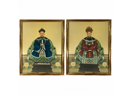 Framed Tibetan Pair Of Religious Figures - Textile Paintings