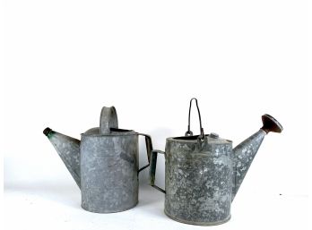 Pair Of Galvanized Metal Watering Cans