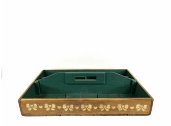 Hand Painted Solid Wood Garden Tray With Handle & Compartments