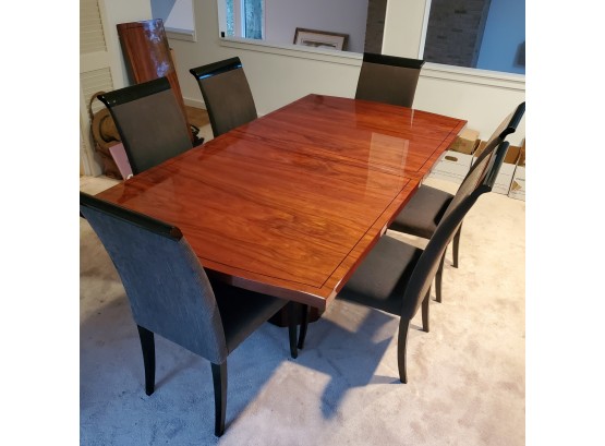 High Glossed Dining Room Table With 6 Constantini Pietro Italian Chairs, 1 Extension Leaf 90 3/4' L & Pads