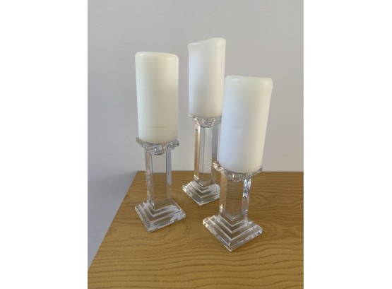 Made In The Czech Republic 24 Lead Crystal Candle Sticks: Set Of 3