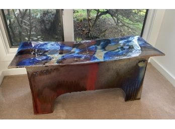 Artisan Ceramic Glazed Bench - STUNNING COLORS!!!