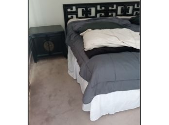 King Size Bed & Matching End Table With Cabinet Storage Space
