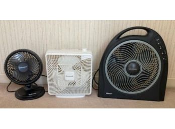 Three Portable Personal Or Small Room Fans - Two Holmes Blizzard And One Duracraft
