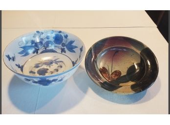 Two Stylish Bowls - One Porcelain One Hand Crafter Pottery