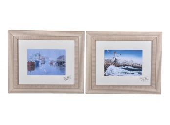Pair Of Framed Signed Nautical Themed Prints 'Peggy's Cove'