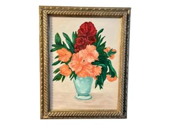 Framed Signed Sadi Peters Oil On Canvas Painting Of A Bouquet Of Flowers