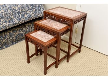 Pink Marble Chinese Nesting Tables
