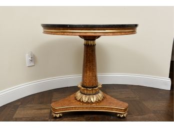 Biedermeier Round Wood Pedestal Table With Marble Top (Retail $2,135)