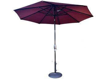 Treasure Gardens 9' Bronze Crank Auto Tilt Top Umbrella And Extra Weighted Cast Iron Stand (Retail $420)