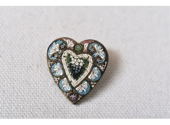 Vintage Mosaic Heart Shaped Brooch