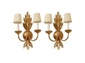 Pair Of Italian Giltwood Sconces With Mirror Backs (retail $1,218)