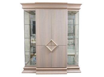 Campagna Lighted Oak Bar/Armoire With Glass Vitrines (Retail $3,031)