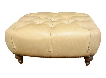 Tufted Leather Stool With Nailhead Trim