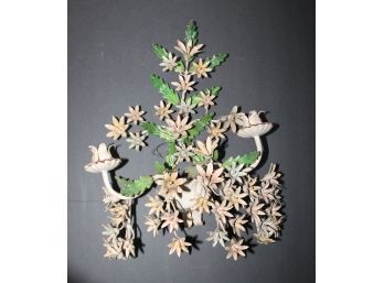 Beautiful Vintage Tole Floral Metal Candle Sconce