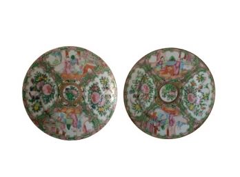 Pair Of Rose Medallion Plates (2)