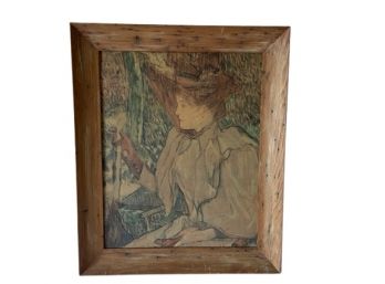 Beautiful Vintage Print With Driftwood Frame