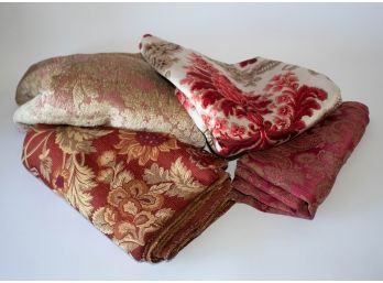 Fabric Remnants-Reds, Browns And Gold