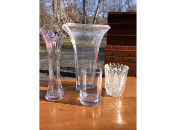 Glass And Crystal Vase Lot - 5 Pieces
