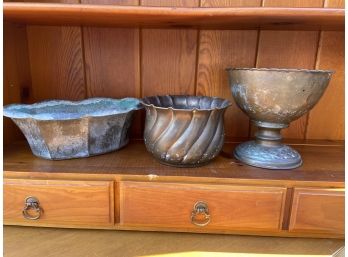 Planter Lot - Set Of 3 With Great Patina
