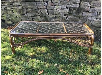 Ficks Reed Bamboo And Rattan Glass Top Coffee Table