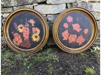 Decorative Painted Trays, Signed And Dated 1944