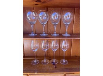 8 Crystal Wine Glasses - 2 Sets Of 4