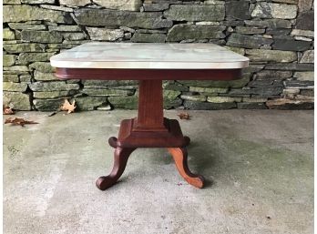 Vintage End Table With Faux Marble Laminate Top