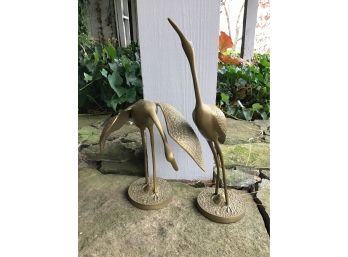 1960s Leonard Company Solid Brass Heron Figures