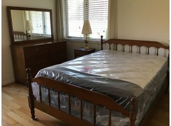 Ethan Allen Maple Bed, Dresser And Mirror - Does Not Include Mattress And Boxspring