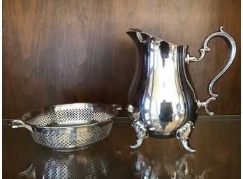 Silverplate Items - Silver City Plating Co Bowl And Unmarked Pitcher
