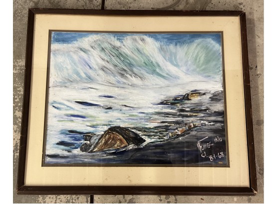 Abstract Watercolor Shore Scape Signed And Dated