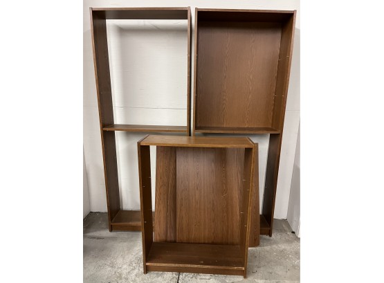 Three Danish Style Contemporary Bookcases With Shelves And Back Boards