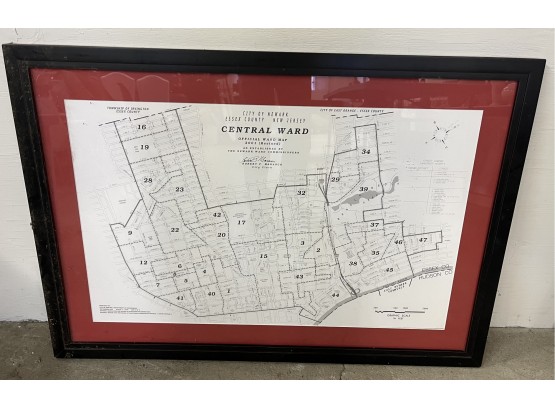 Framed Newark, NJ 'Wards' Map
