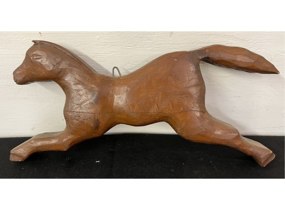 Carved Wooden Running Horse Wall Hanging