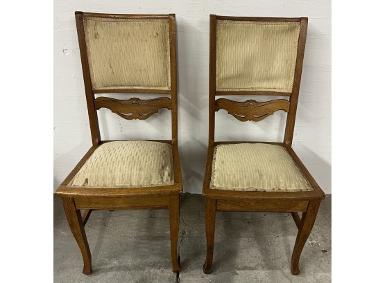 Stylish Pair Of Oak Side Chairs