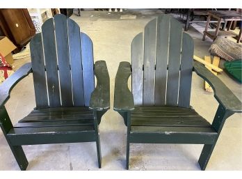 Two Wooden Adirondack Chairs