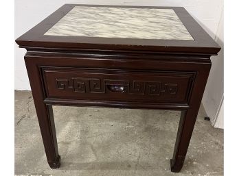 One Drawer Marble Inset Oriental Stand